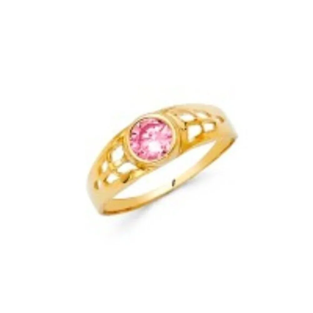 14KY October Birth Stone CZ Babies Ring
